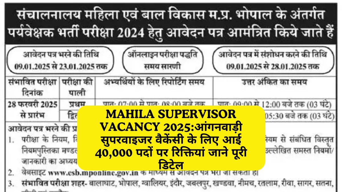Mahila Supervisor Vacancy 2025