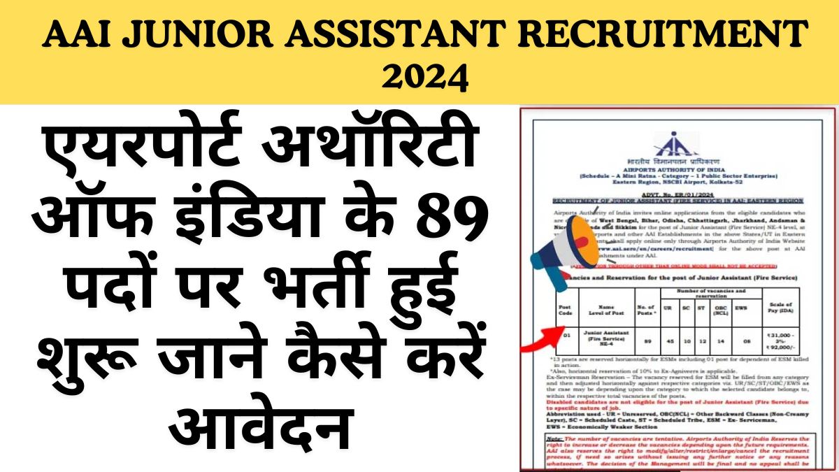 AAI Junior Assistant Recruitment 2024