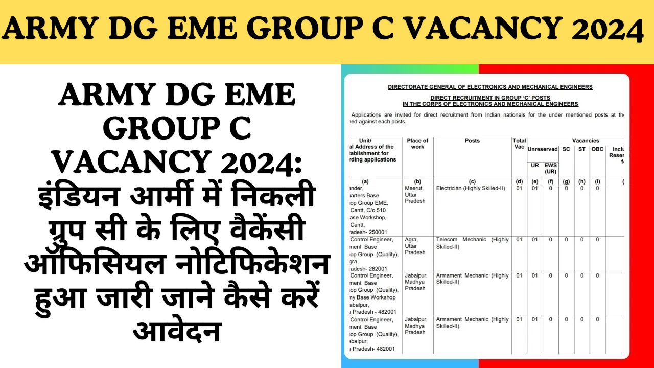 Army DG EME Group C Vacancy 2024