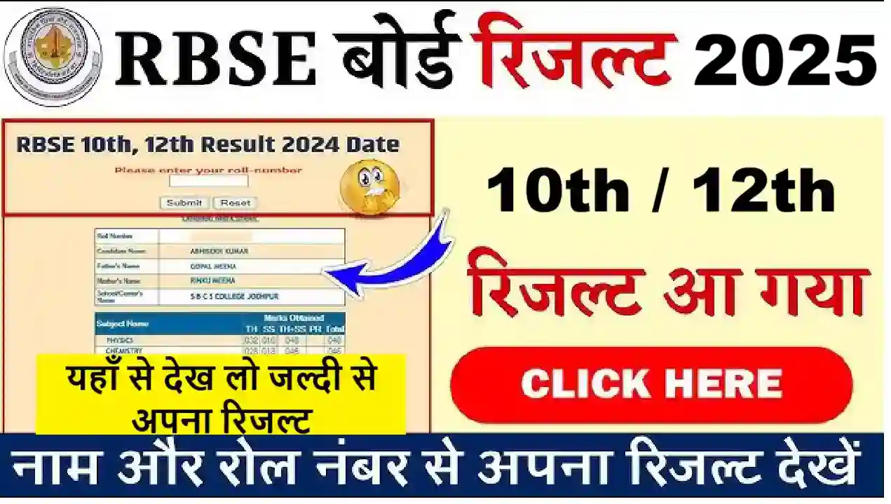 RBSE Class 12th Results 2025