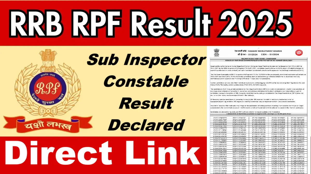 RPF Constable Result 2025 Declared